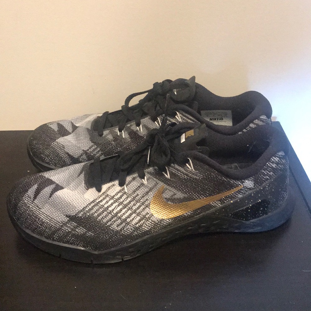 Black and Gold Nike Metcon 3s